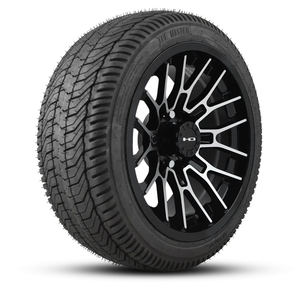 Hd Golf Wheel & Tire Package ( 1Pc ) 12X7.0 Rtc Black Machined Face W ( 1Pc ) 215/35-12 All-Season Tire 1
