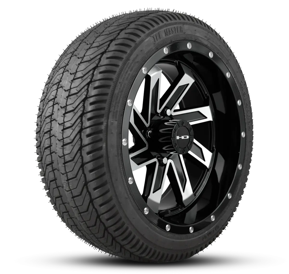 Hd Golf Wheel & Tire Package ( 1Pc ) 12X7.0 Saw Black Machined Face W ( 1Pc ) 215/35-12 All-Season Tire 1
