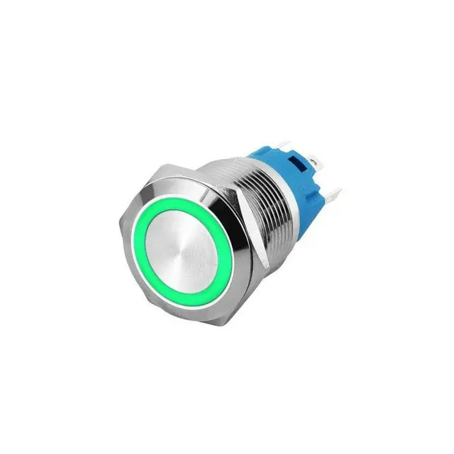 12Mm Size Green Led Stainless Steel Latching Type Push Button Switch 12V Dc 1
