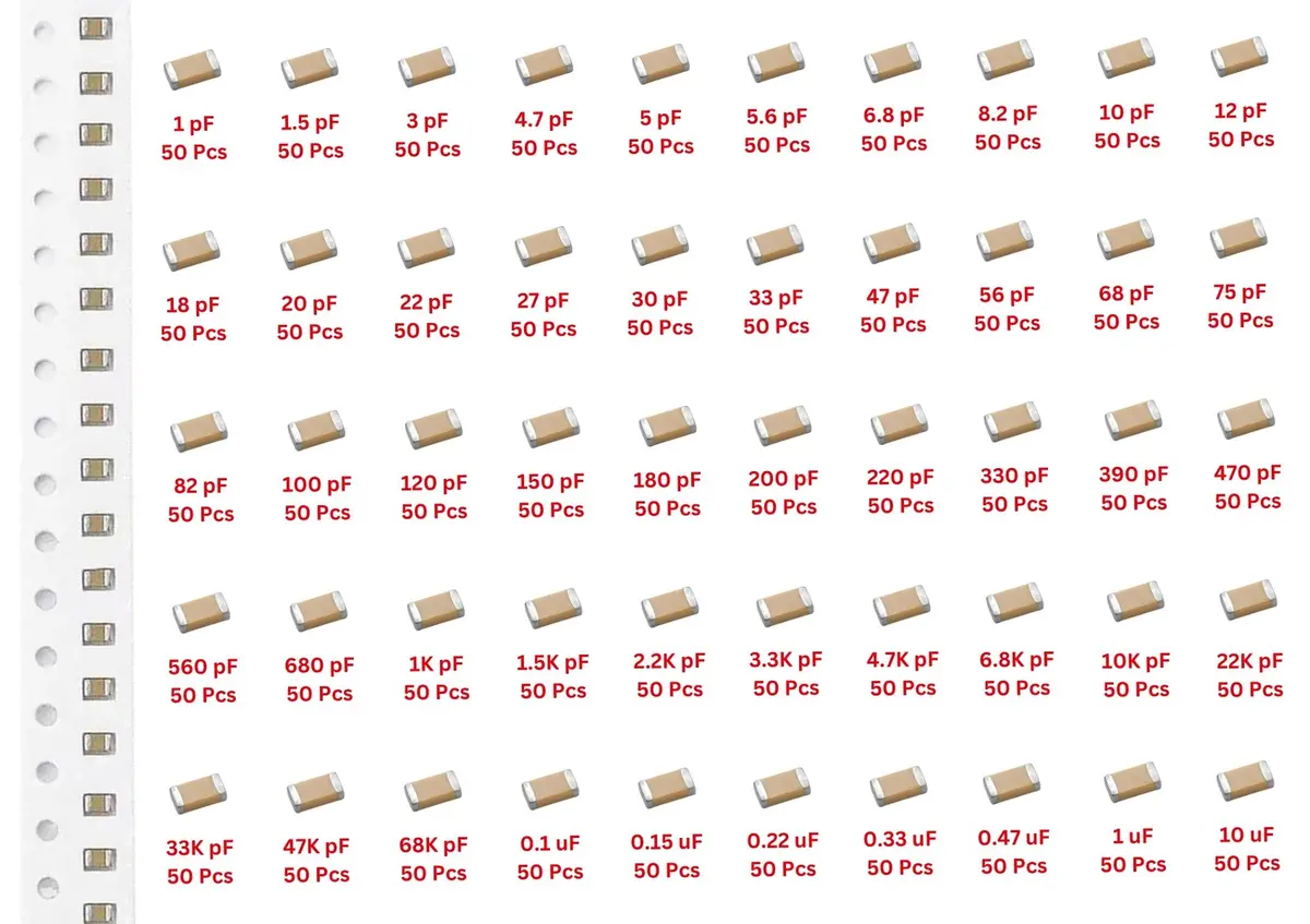 Elepak Smd 0402 Capacitor Pak 1Pf To 10Μf 2500 Pcs 50 Values 1