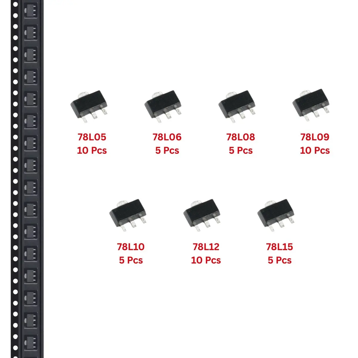 Elepak Smd 78L 0.1A Positive Regulator Sot-89 Pak 5V To 15V 50 Pcs 7 Values 1