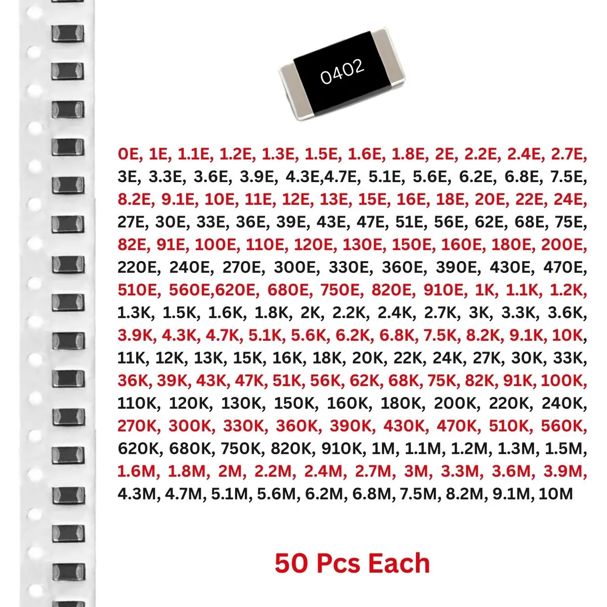 Elepak Smd Resistor 0402 1/16W ±1% Pak 0E To 10M 8500 Pcs 170 Types 1