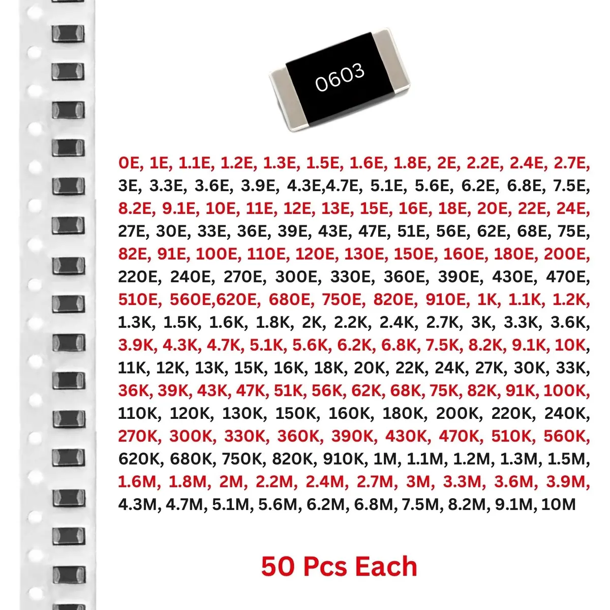 Elepak Smd Resistor 0603 1/10W ±1% Pak 0E To 10M 8500 Pcs 170 Types 1