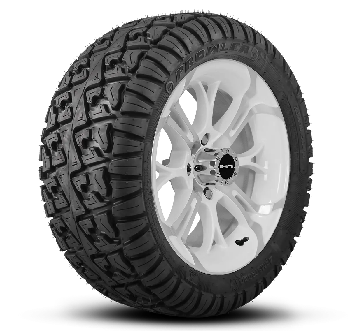 Hd Golf Wheel & Tire Package ( 1Pc ) 14X7.0 Spinout White Machined W ( 1Pc ) 23 Inch A/T Tire 1