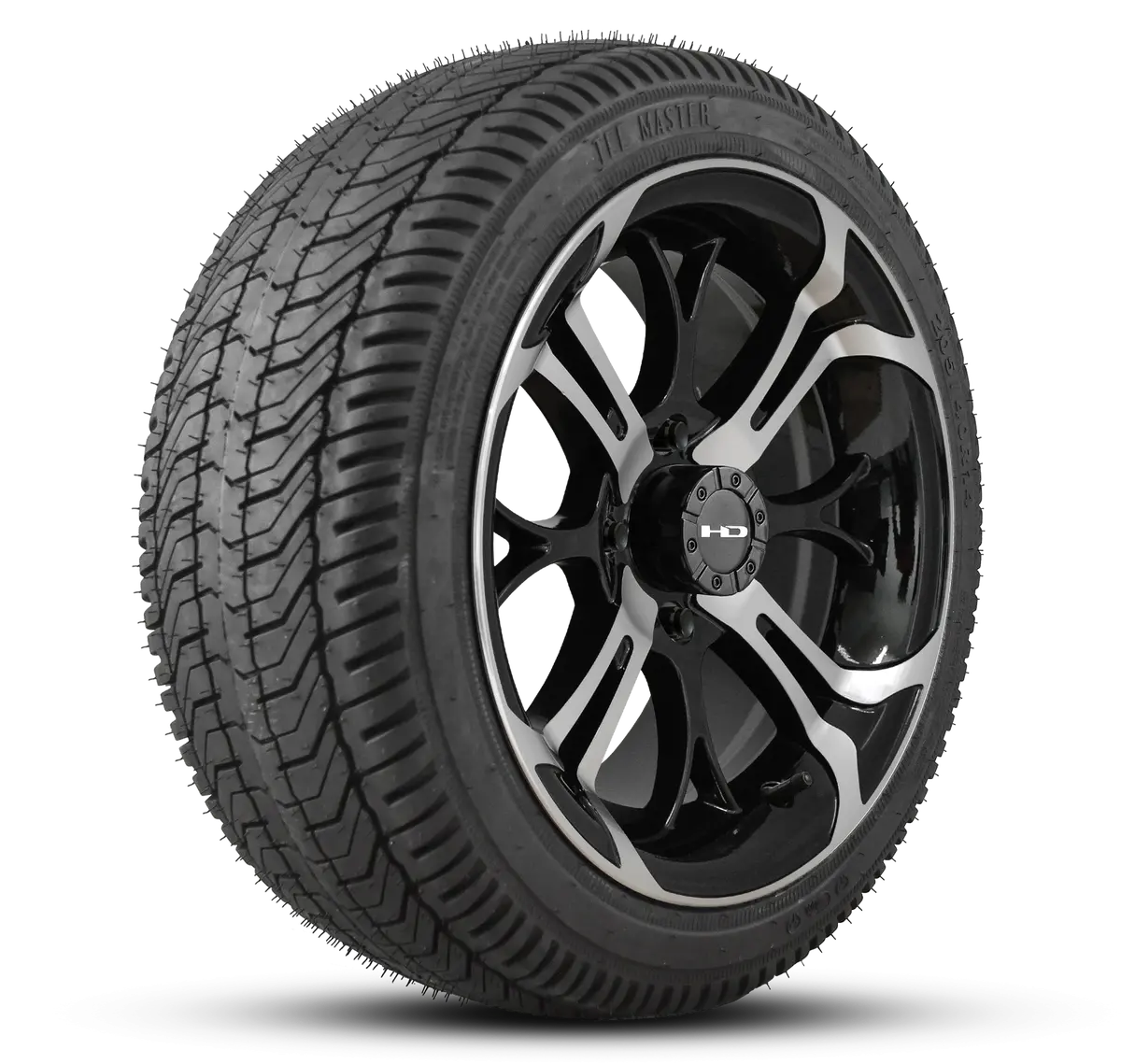 Hd Golf Wheel & Tire Package ( 1Pc ) 14X7.0 Spinout Gloss Black Machined W ( 1Pc ) 205/40-14 All-Season Tire 1