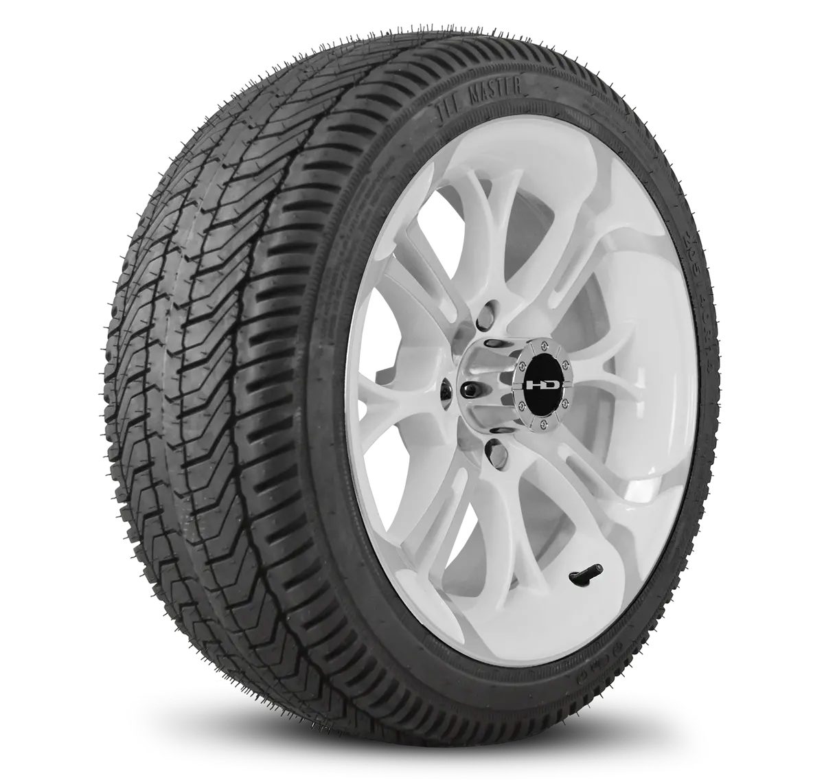 Hd Golf Wheel & Tire Package ( 1Pc ) 14X7.0 Spinout White Machined W ( 1Pc ) 205/40-14 All-Season Tire 1