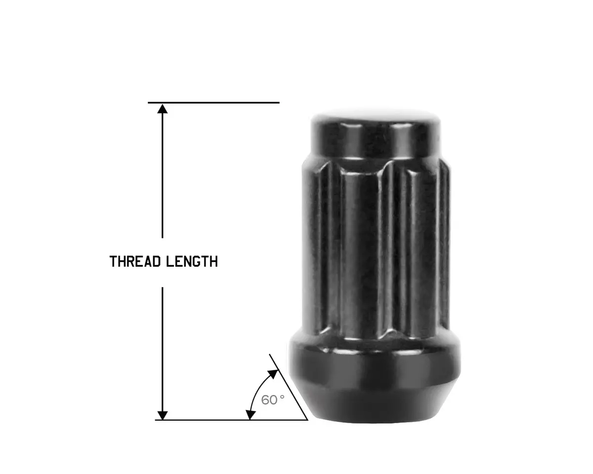 Perfectly Tight 7 Spline Lug Nut Tapered Seat 10X1.25 X 35Mm - Black Steel - Set Of 16 W/ Key 1