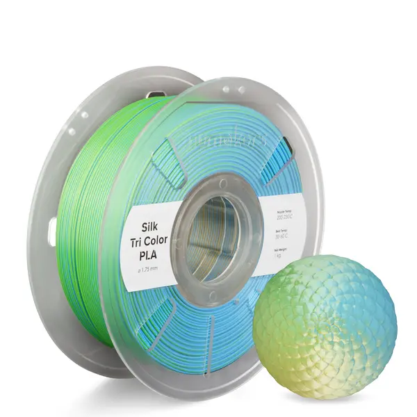 Numakers Tri-Color Silk Pla Filament – Blue-Green-Gold – 1.75 Mm / 1 Kg 1