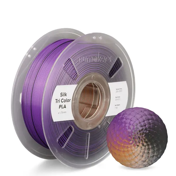 Numakers Tri-Color Silk Pla Filament – Black-Purple-Orange – 1.75 Mm / 1 Kg 1