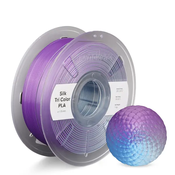 Numakers Tri-Color Silk Pla Filament – Silver-Purple-Blue – 1.75 Mm / 1 Kg 1