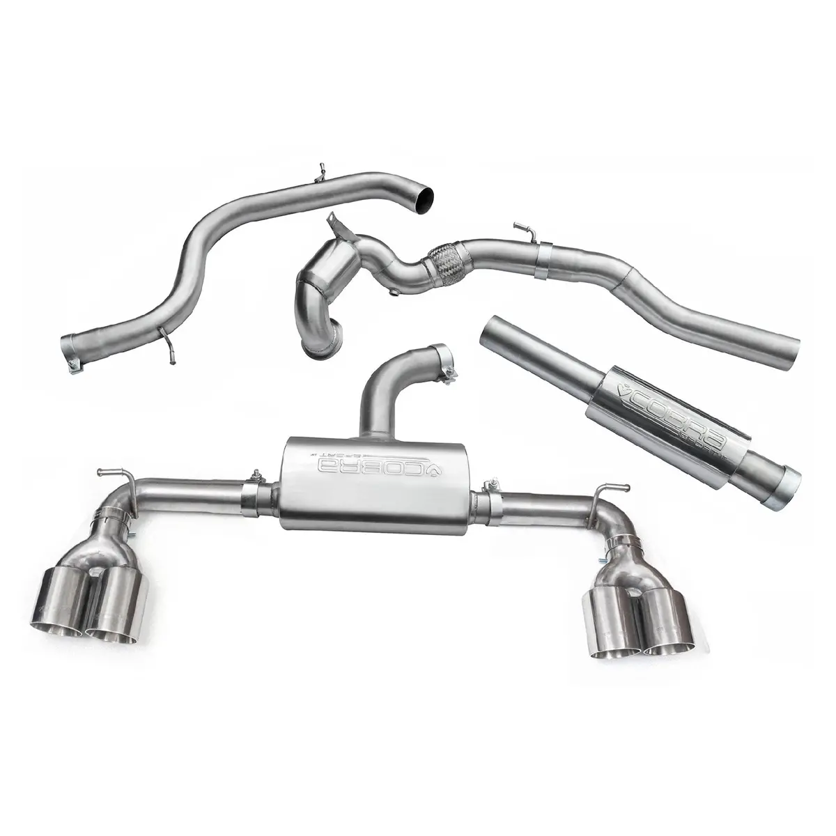 Cobra Sport Vw Golf Gti (Mk7) 2.0 Tsi (5G) (12-17) Quad Exit Turbo Back Golf R Style Performance Exhaust 1