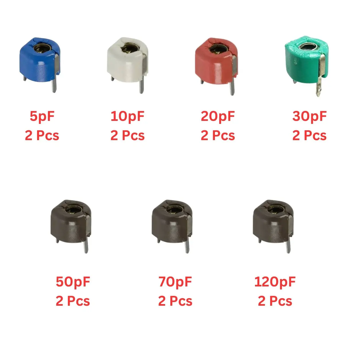 Elepak Trimmer Variable Capacitor Pak 5Pf To 120Pf 14 Pcs 7 Values 1