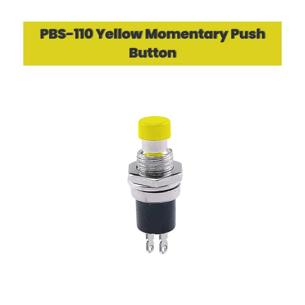 Pbs 110 Yellow Panel Mount Momentary Reset Push Button Switch (1 Pc) 2