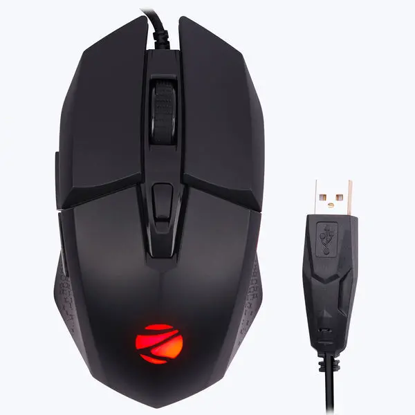 Zebronics Shark Premimum Gaming Usb Mouse With High Resolution Sensor, 1.8M Braided Cable, Rgb Led Lights, 1000/2200/4200/6400 Dpi, 6 Buttons, Dpi Switch, Button 1