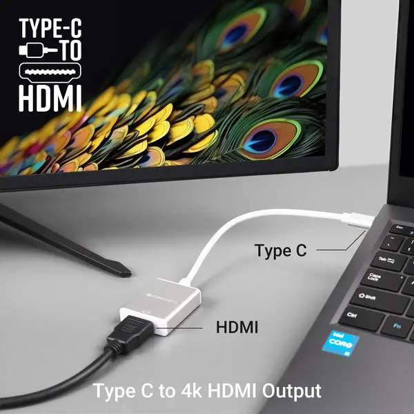 Zebronics Zeb Ta150h Type C To Hdmi Converter, Hdmi 4K, 15Cm Cable, Compatible With Macbook 2