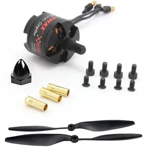 Emax Mt2213 935Kv Brushless Dc Motor For Drone – Black Cap (Cw) With 1045 Propeller Combo 1