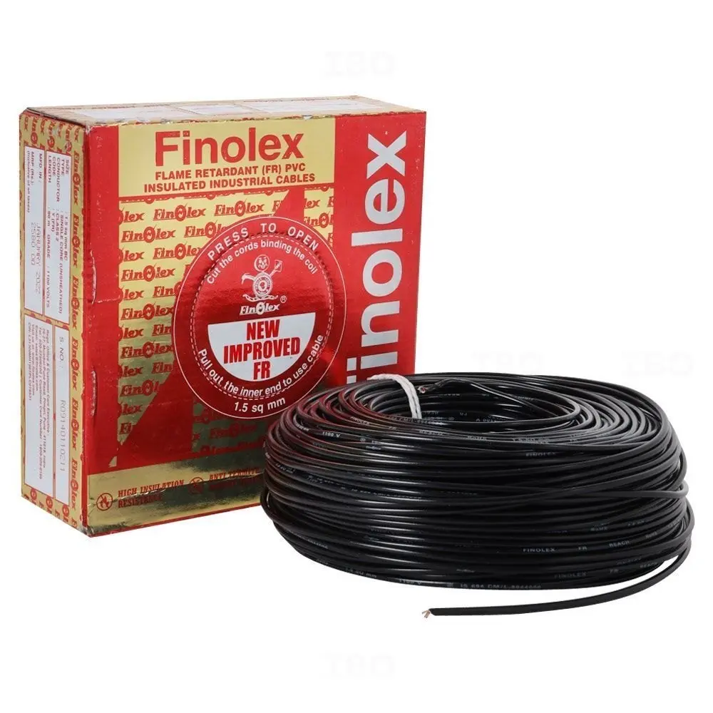 1.5 Sq. Mm Black Finolex Gold Flame Retardant Pvc Insulated Industrial Cable Wire ( 1 Meter ) 1