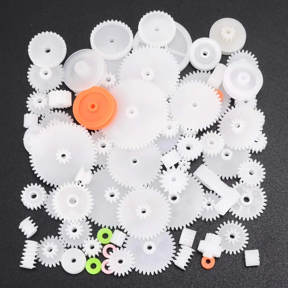 Power Transmission 64Pcs Plastic Gears White Shaft Single Double Layer Crown Worm Gears Cog Wheels Diy Combination Parts 1