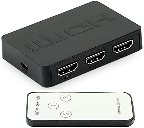 Hdmi Switcher Box 3-Port 3 In 1 Out Monitor Switch Supports 3D 4K High Speed With Ir Remote Control 1