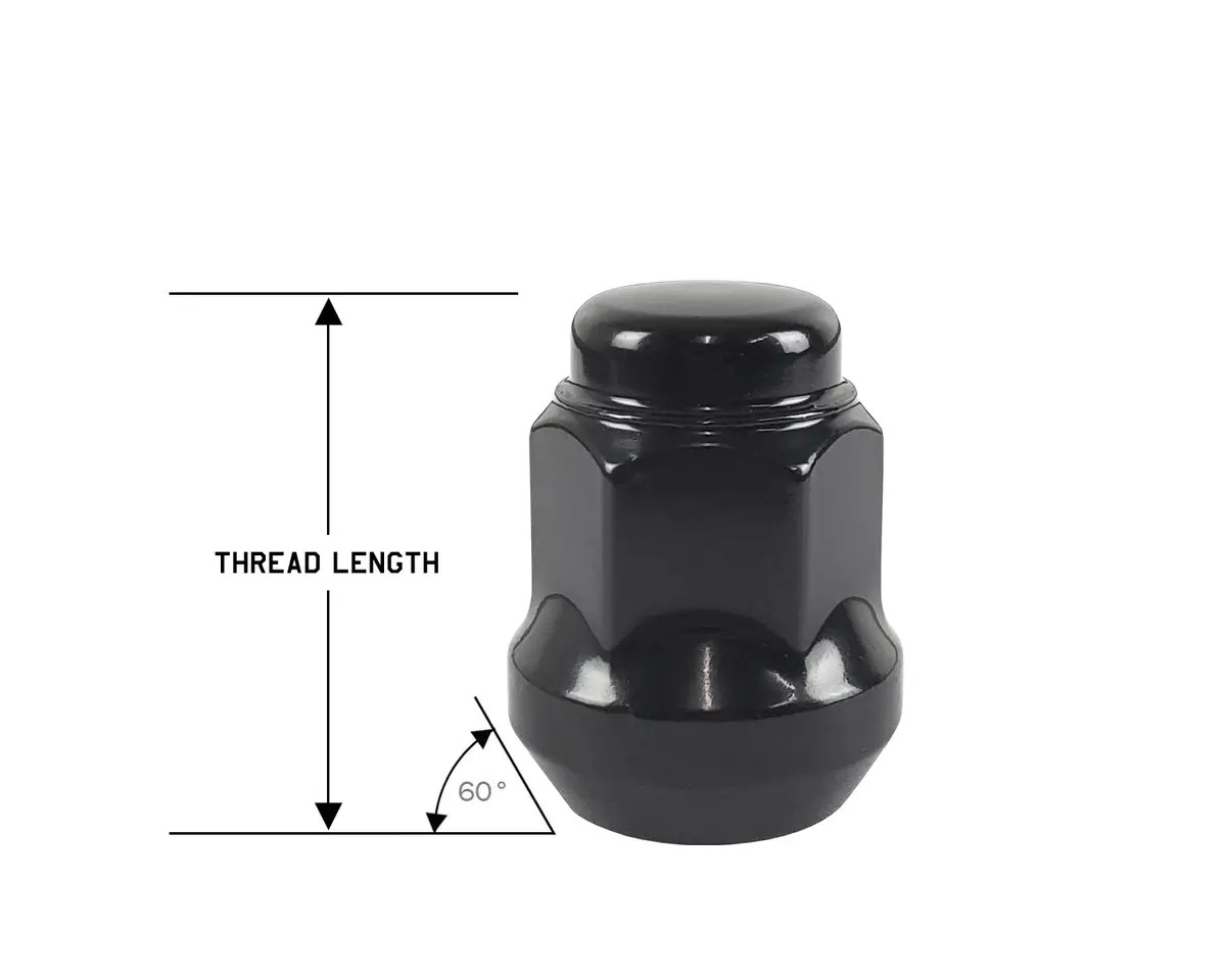 Perfectly Tight 17Mm Hex Lug Nut Tapered Seat 10X1.25 X 28Mm - Black Steel - Set Of 16 1