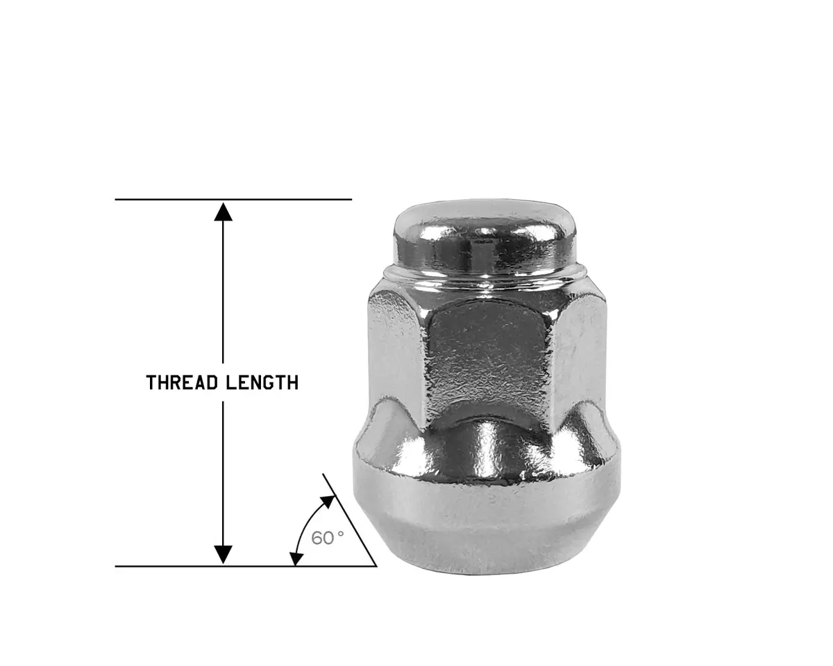 Perfectly Tight 17Mm Hex Bulged Lug Nut Tapered Seat 1/2-20 X 28Mm - Chrome Steel - Set Of 16 1