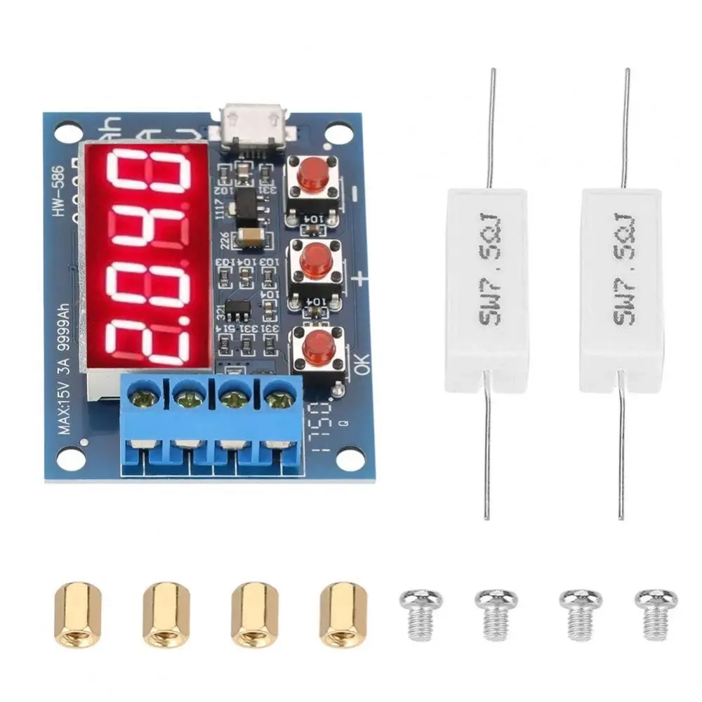 Hw-586 18650 Li-Ion Lithium Lead-Acid Battery Capacity Meter Discharge Tester 1