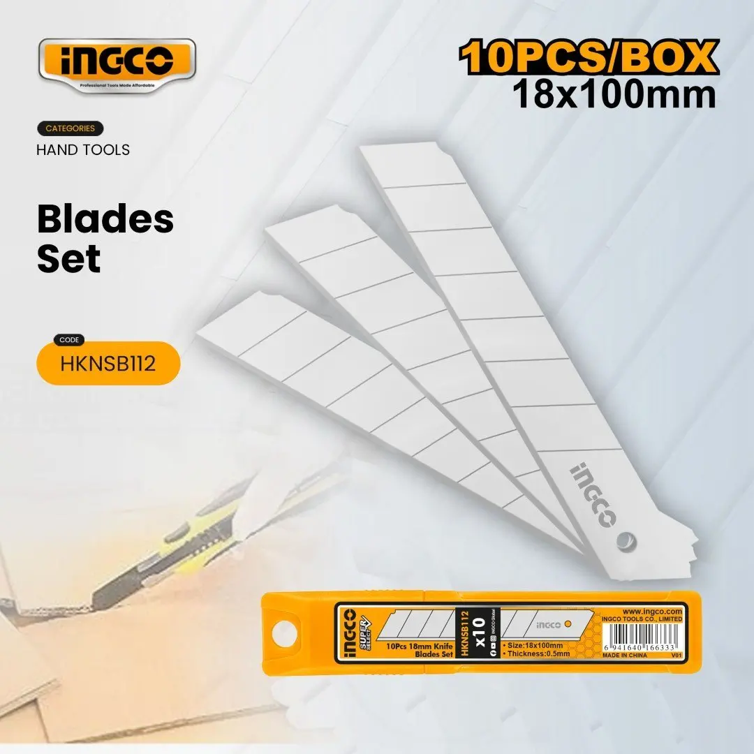 Ingco Hknsb112 18Mm Knife Blades Set (Pack Of 10) 1