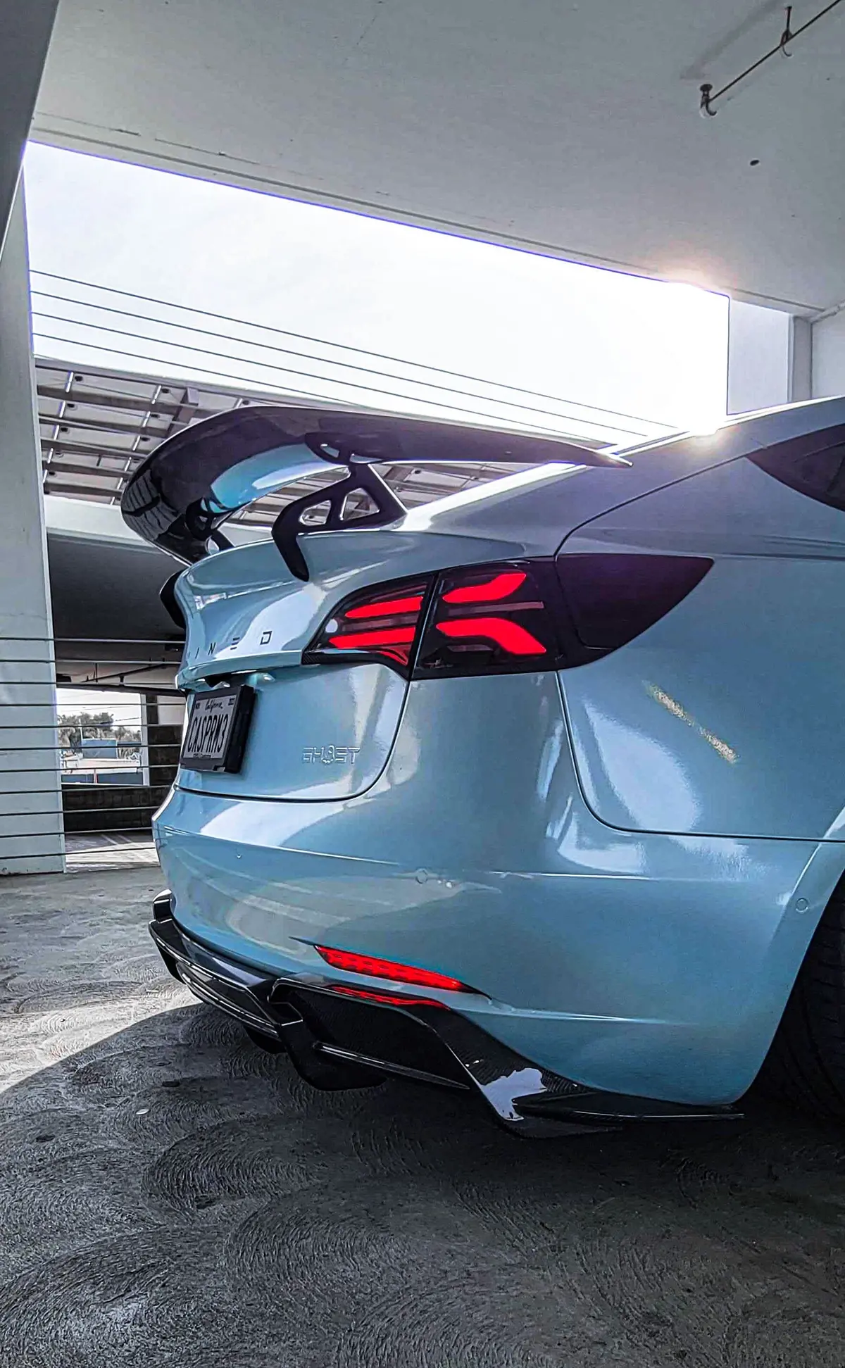 Tesla Model 3 At-S Carbon Fiber Swan Neck Wing 1