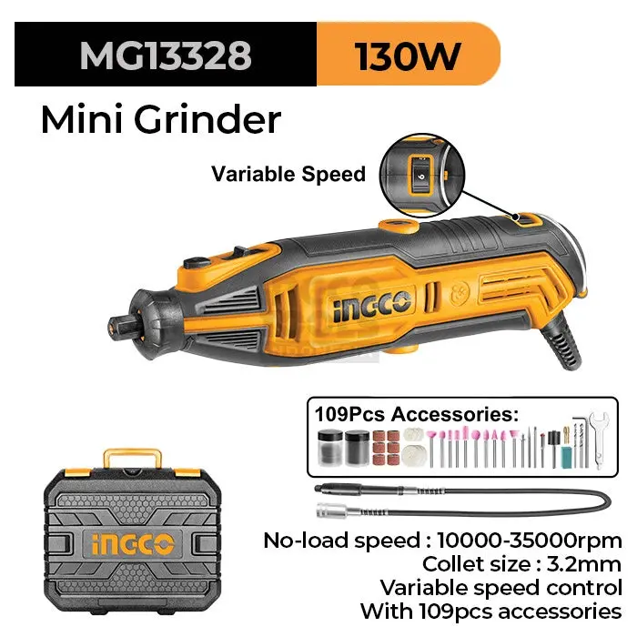 Ingco Mg13328 Mini Grinder 130 Watt With 110 Pcs Accessories 1
