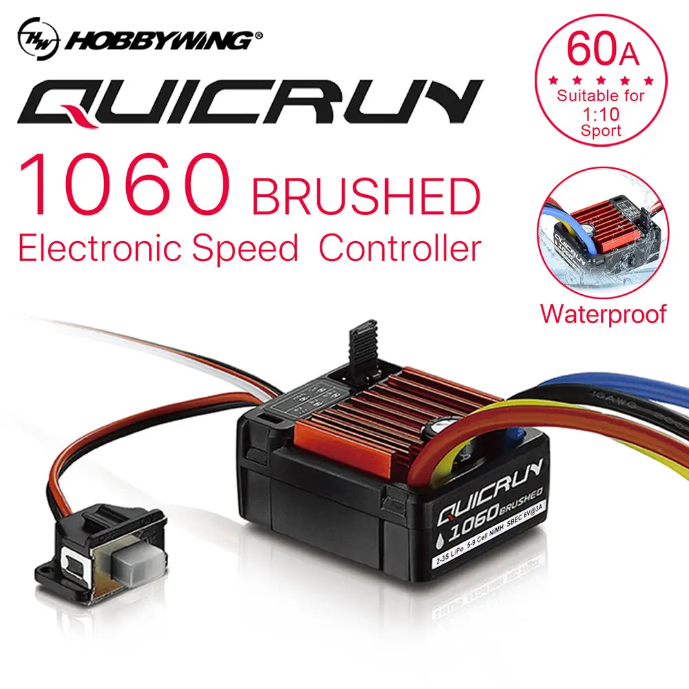 Hobbywing Quicrun 1060 60A Brushed Electronic Speed Controller Esc For Rc Car 1