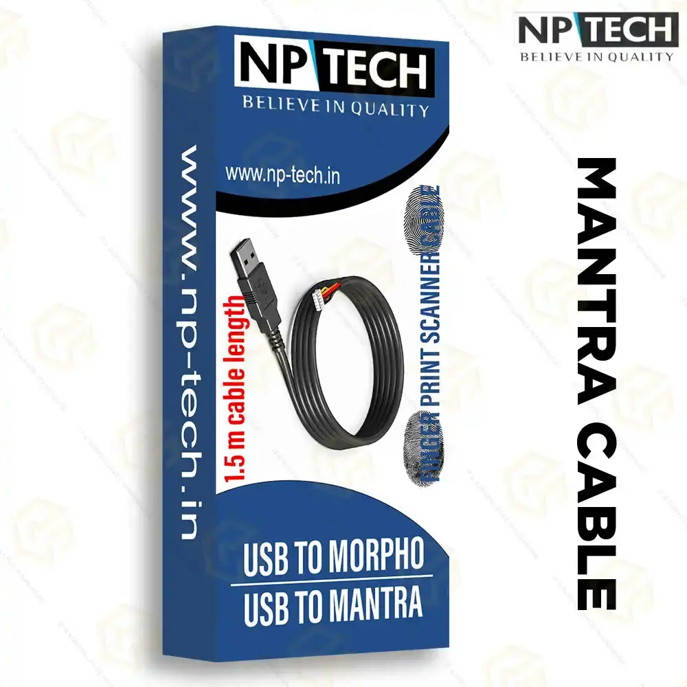 Np Tech Usb To Mantra Cable 1.5 Meter Biometric Device Finger Print Scanner 1