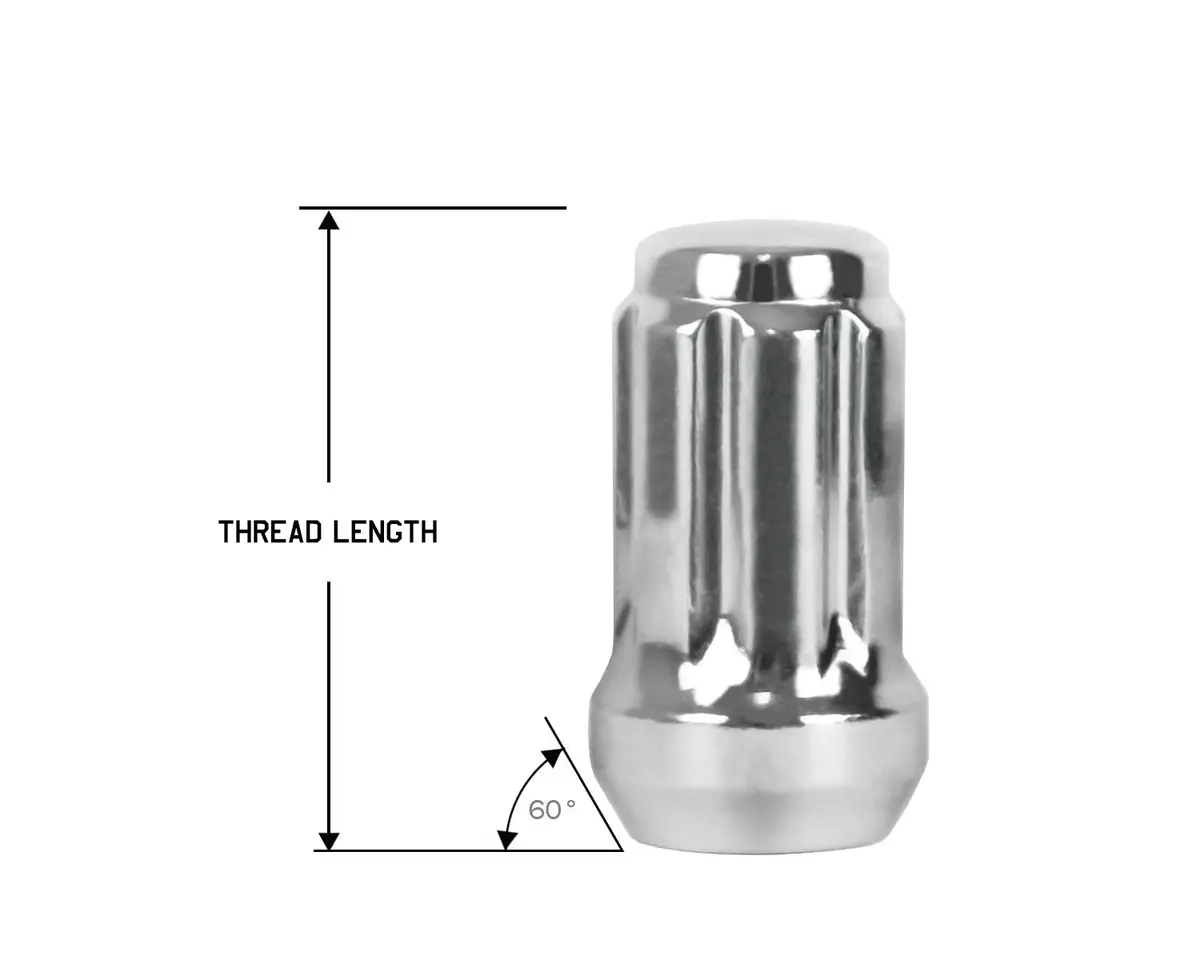Perfectly Tight 7 Spline Lug Nut Bulged Tapered Seat 14X1.5 X 35Mm - Chrome Steel - Set Of 20 W/ Key 1