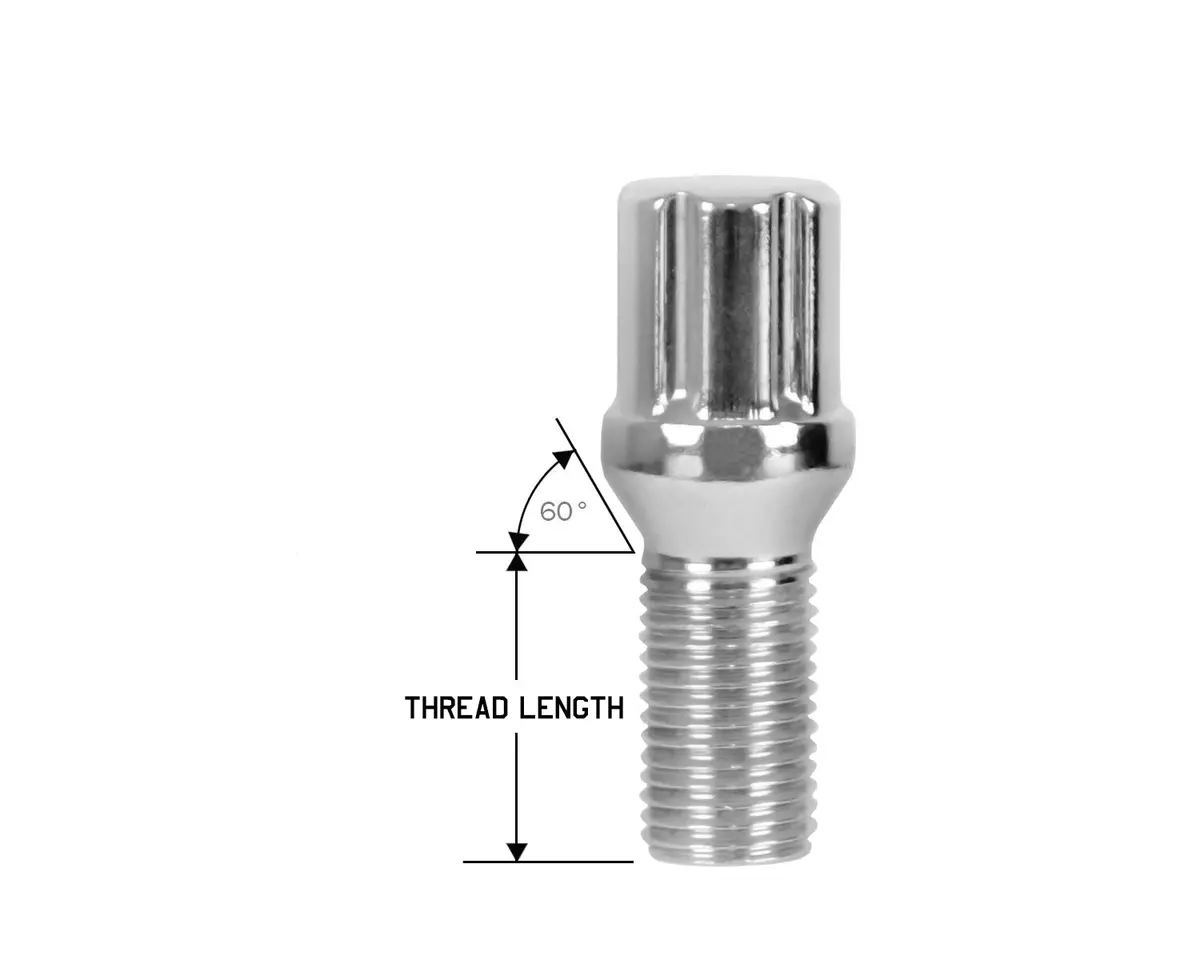 Perfectly Tight 7 Spline Lug Bolt Tapered Seat 14X1.5 X 25Mm - Chrome Steel - Set Of 20 W/ Key 1