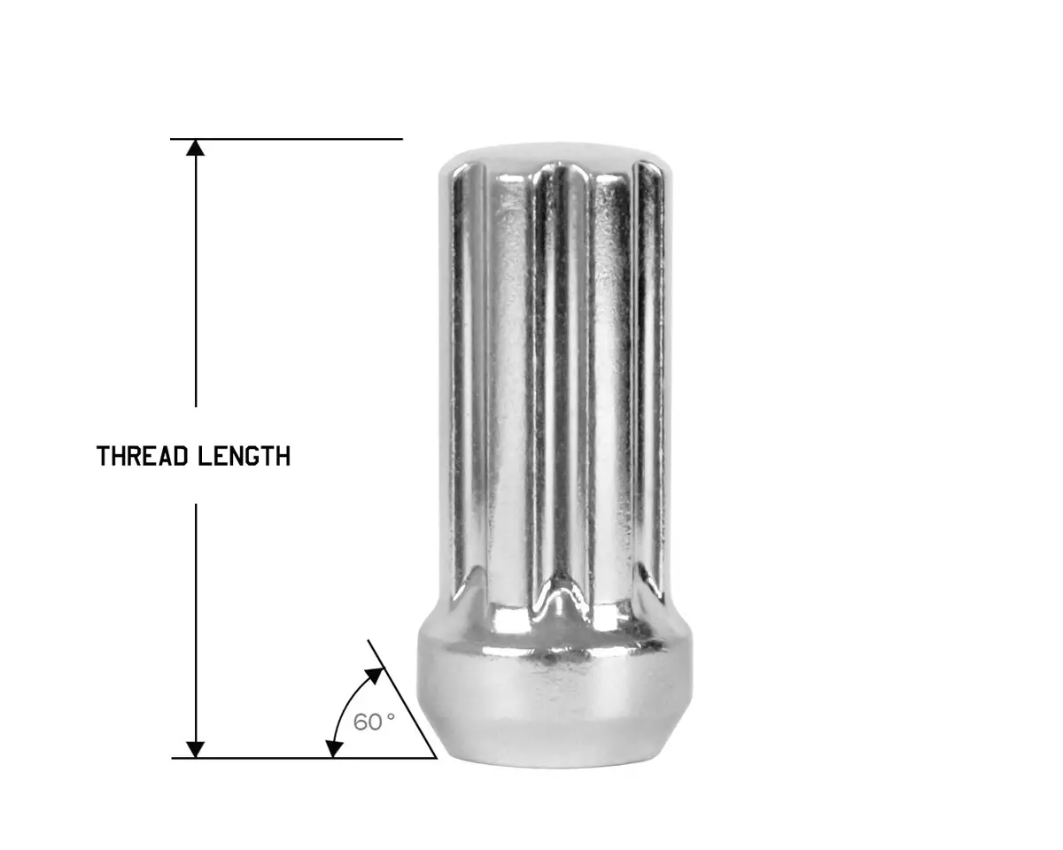 Perfectly Tight 3/4" Hex Bulged Lug Nut Tapered Seat 1/2-20 X 50Mm - Chrome Steel - 1 Piece 1
