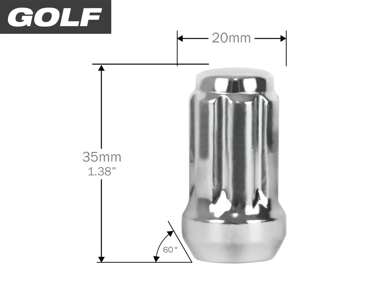 Perfectly Tight 6 Spline Lug Nut Tapered Seat 7/16 X 35Mm - Chrome Steel - 1 Piece 1