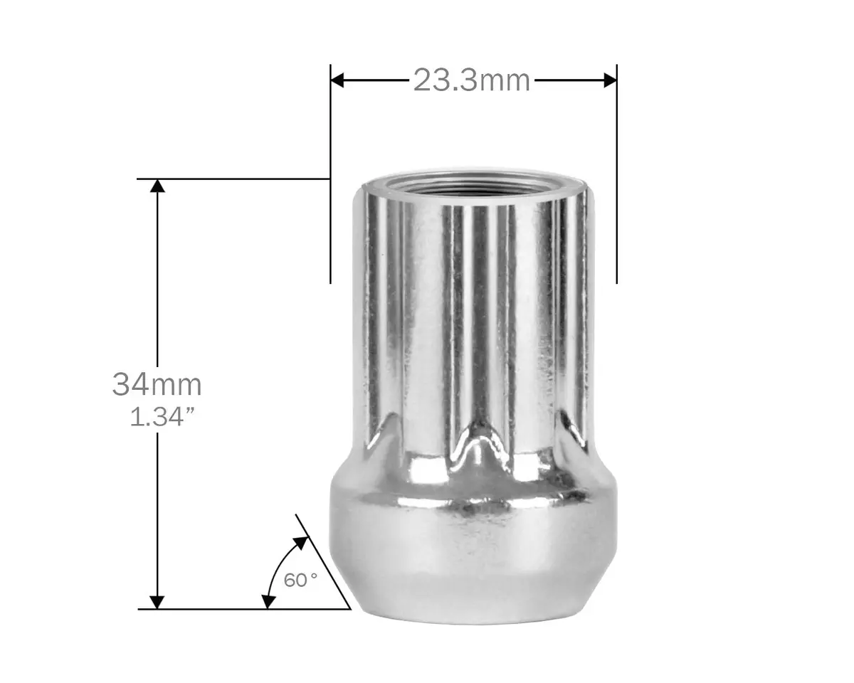 Perfectly Tight 3/4" Hex Open Lug Nut Tapered Seat 9/16-18 X 25Mm - Zinc Steel - 1 Piece 1