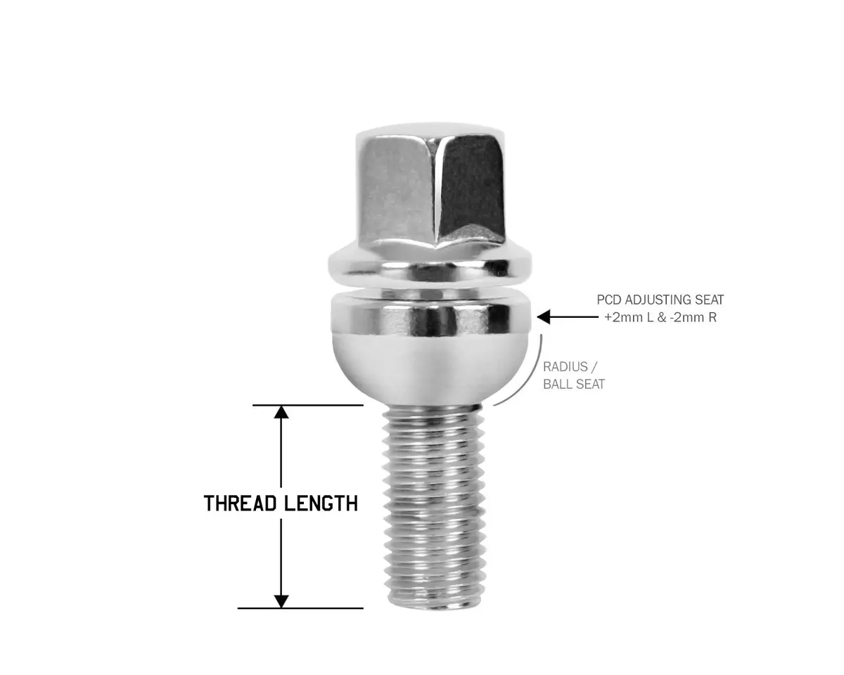 Perfectly Tight Adjustable 17Mm Hex Lug Bolt Radius Seat 14X1.5 X 26Mm - Chrome Steel - Set Of 20 1