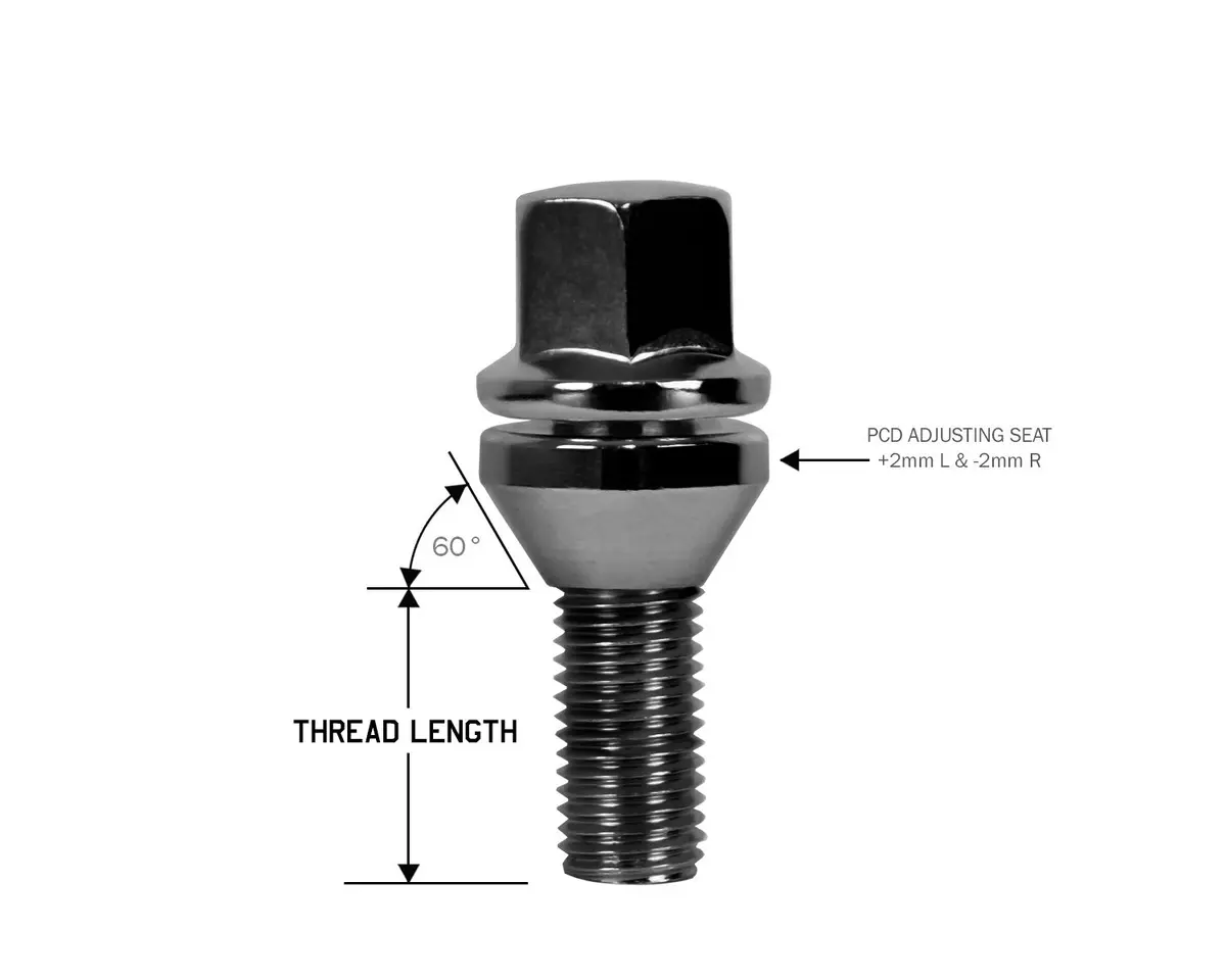 Perfectly Tight Adjustable 17Mm Hex Lug Bolt Tapered Seat 14X1.5 X 26Mm - Black Steel - Set Of 20 1