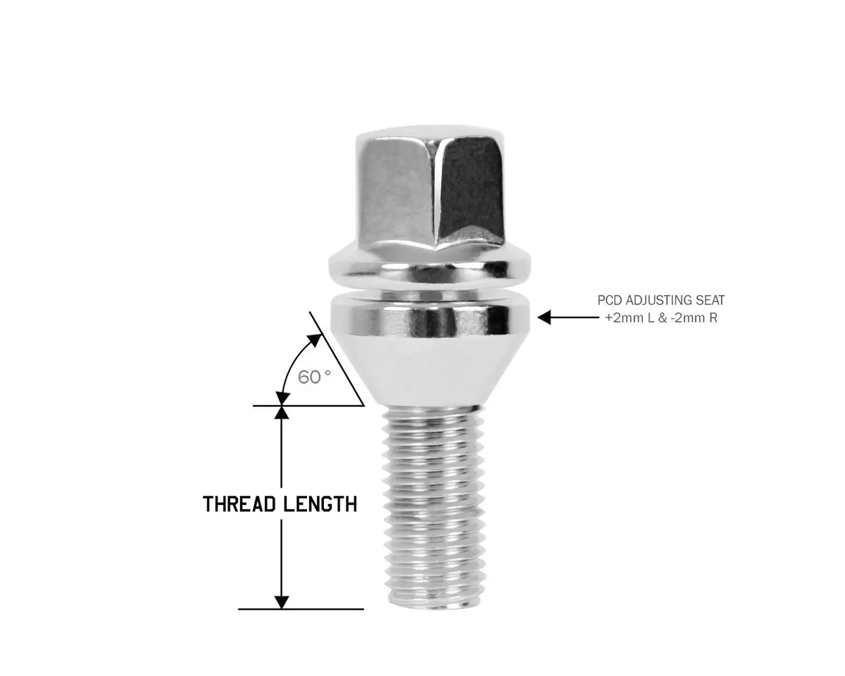 Perfectly Tight Adjustable 17Mm Hex Lug Bolt Tapered Seat 12X1.5 X 26Mm - Chrome Steel - Set Of 20 1