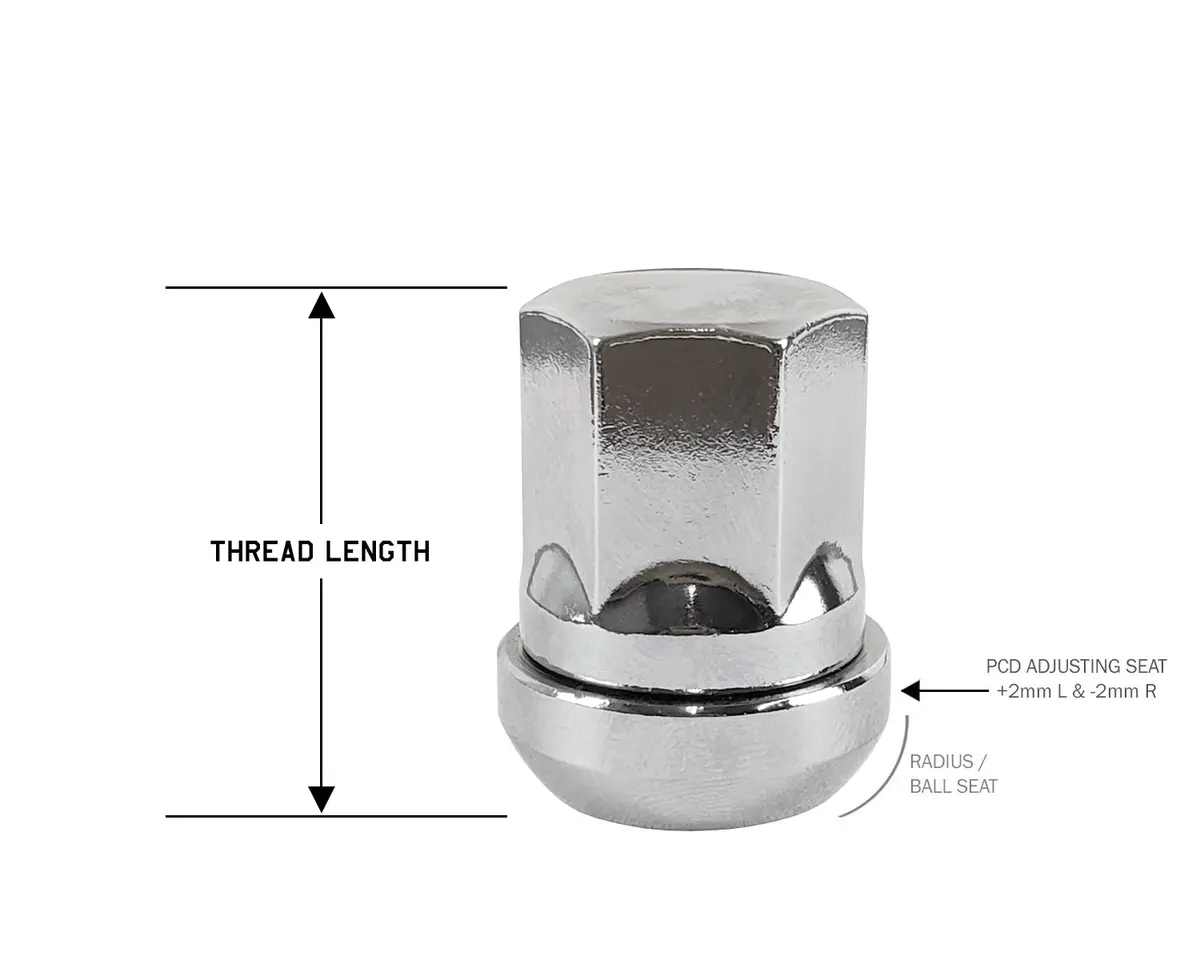 Perfectly Tight Adjustable 19Mm Hex Lug Nut Radius Seat 12X1.5 X 32Mm - Chrome Steel - Set Of 20 1