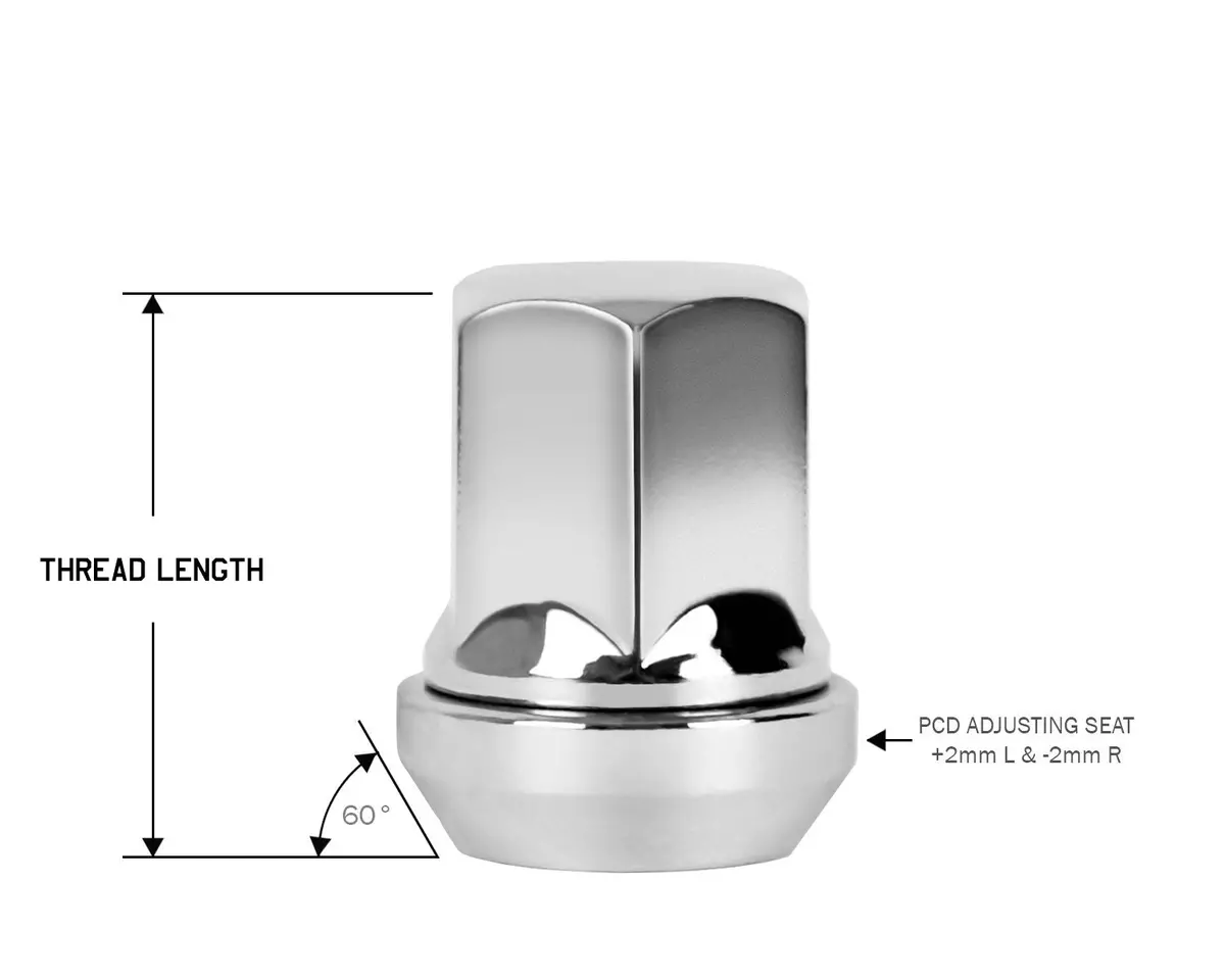 Perfectly Tight Adjustable 19Mm Hex Lug Nut Tapered Seat 1/2-20 X 32Mm - Chrome Steel - Set Of 21 1