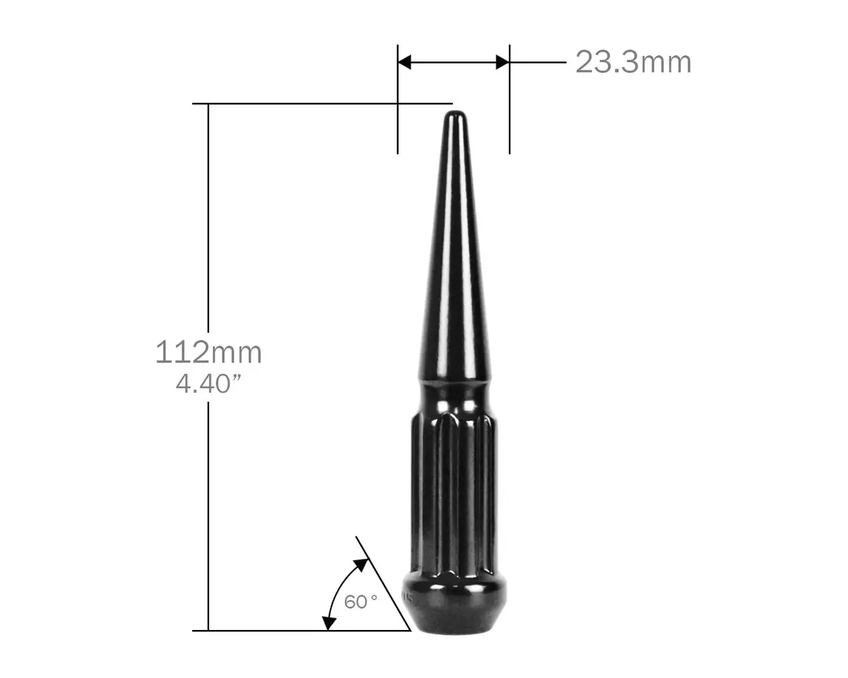 Perfectly Tight 7 Spline Spike Lug Nut Tapered Seat 14X1.5 X 112Mm - Black Steel - Set Of 32 W/ Key 1
