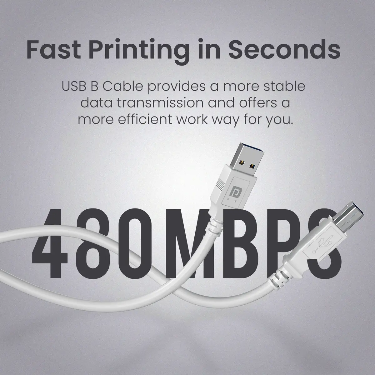 Portronics Por-2851 Printlink 5 Printer Cable With Usb Type-A To Usb Type-B Male Connectors, 5 Meters / 16.5 Ft Long, High-Speed Transfer Cord For Printers & Scanners (White) 2