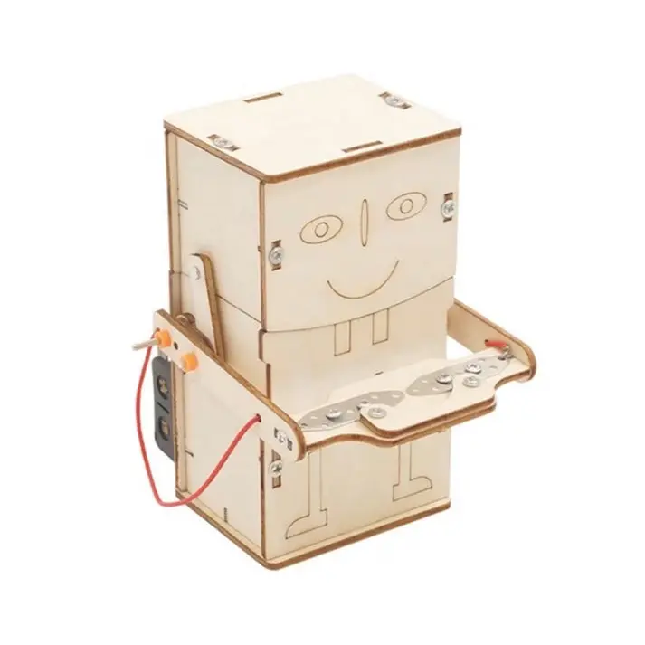 Diy Coin Eating Robot Wooden Induction Toy Money Munching Machine Diy Stem Experiment Kit (J-19) 1