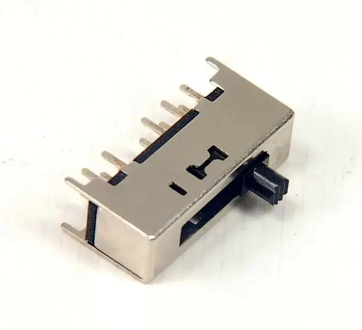 Slide Switch Double Pole Four Throw 4 Position 10 Pin Dip Type With 4 Fixed Pin Handle Heights 1