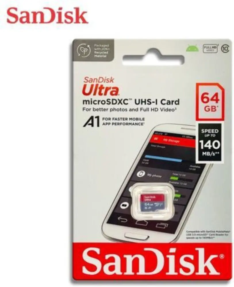 64Gb Sandisk Micro Sd Class 10 140Mb/S Memory Card 1