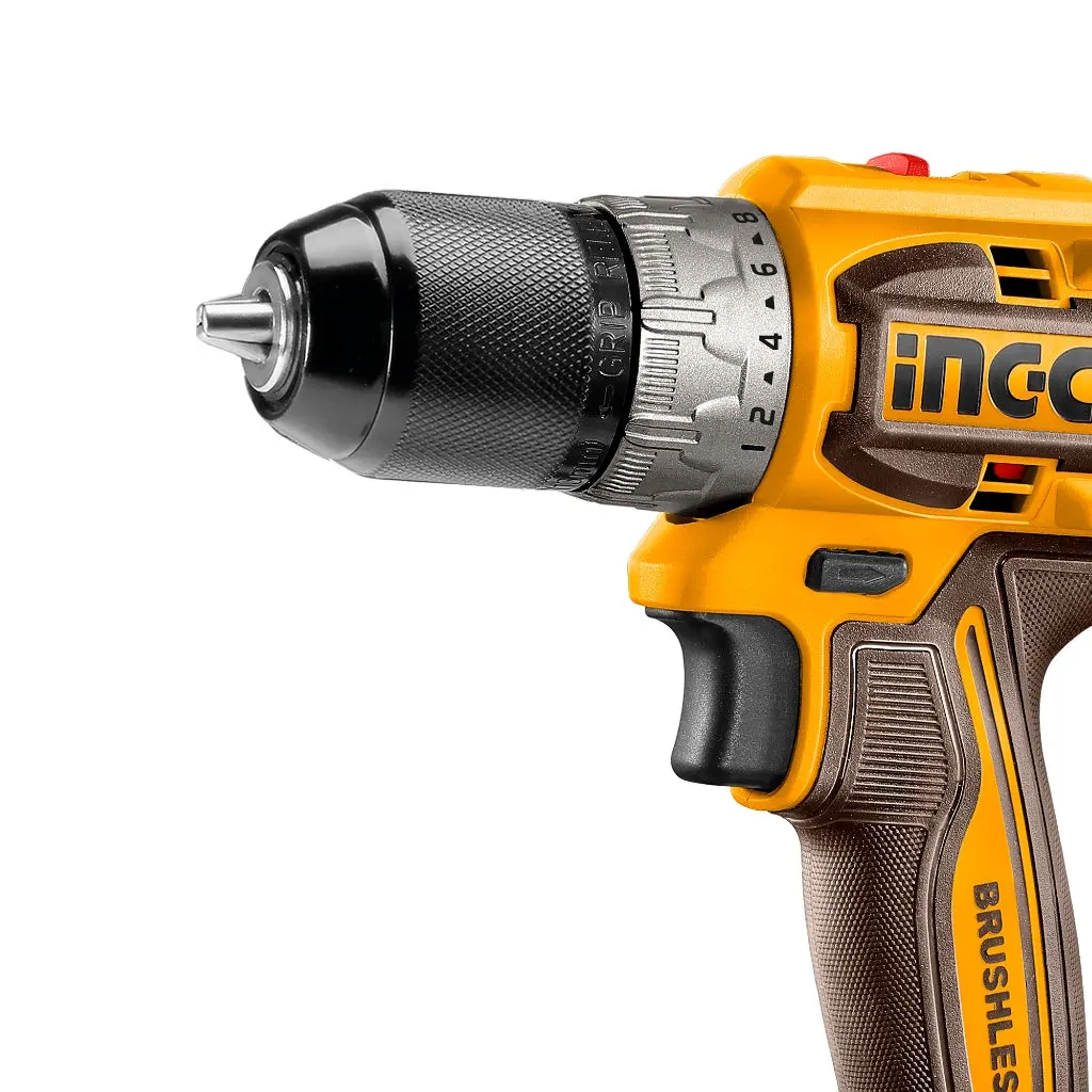 Ingco Cdli20602 Compact Brushless Cordless Drill 20V 60Nm Torque With 2 Battery, Charger And 47 Pcs Accessories 2