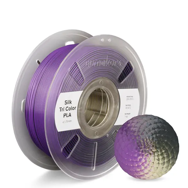 Numakers Tri-Color Silk Pla Filament – Black-Purple-Gold – 1.75 Mm / 1 Kg 1