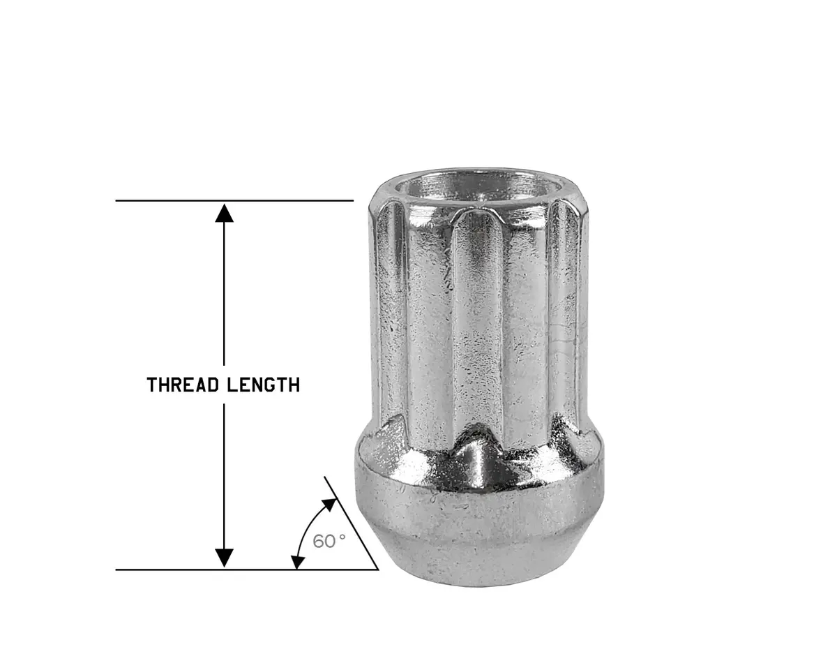 Perfectly Tight 3/4" Hex Lug Nut Tapered Seat 14X1.5 X 25Mm - Chrome Steel - Set Of 20 1