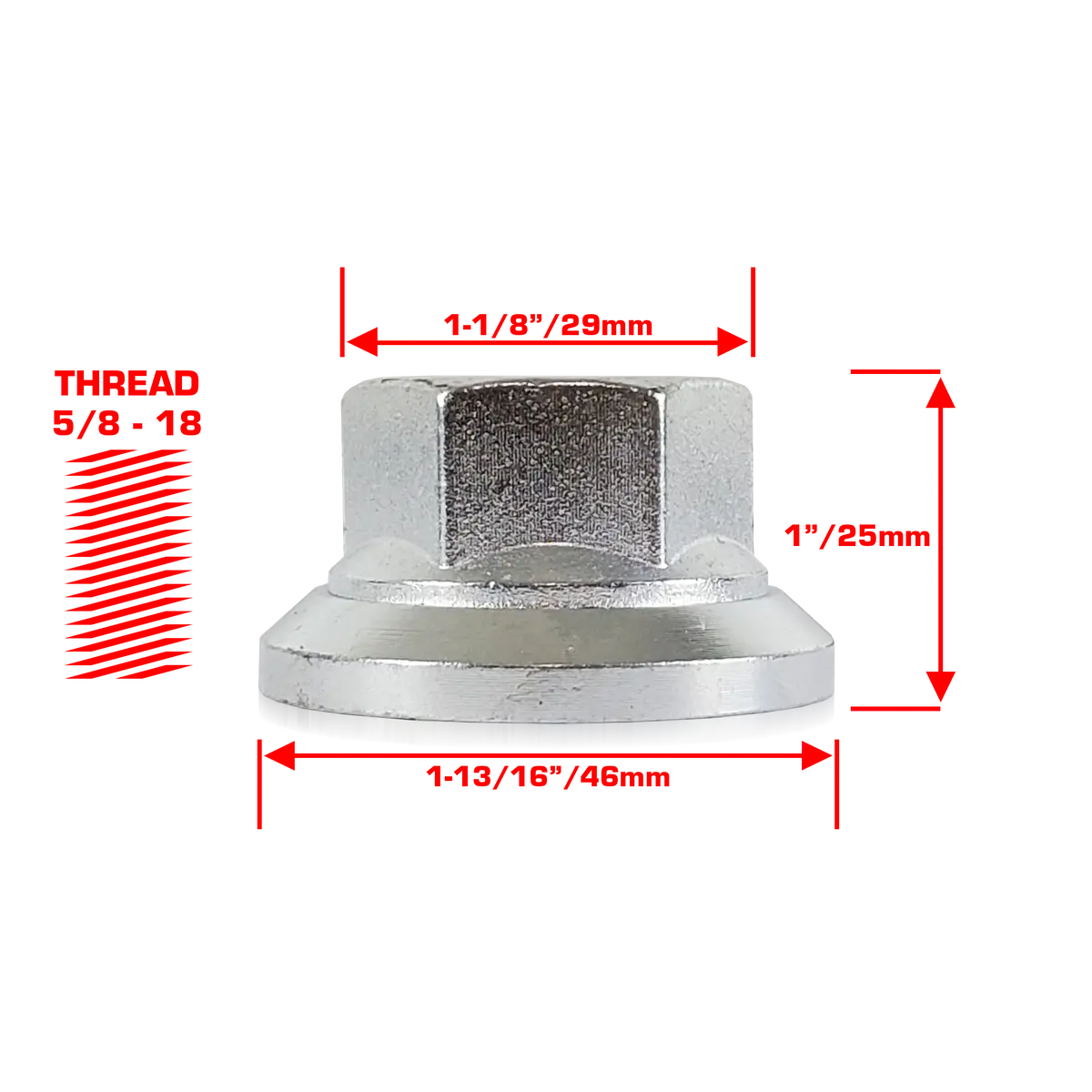 Perfectly Tight 29Mm Hex Swivel Flat Seat Open Lug Nut 5/8-18 X 25Mm - Zinc Steel - 1 Piece 1